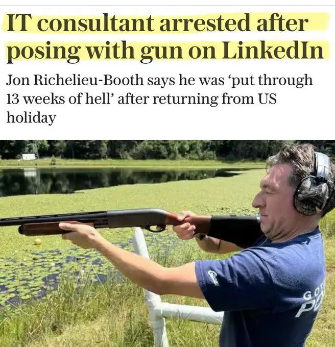 Арест британского айтишника за фото с оружием