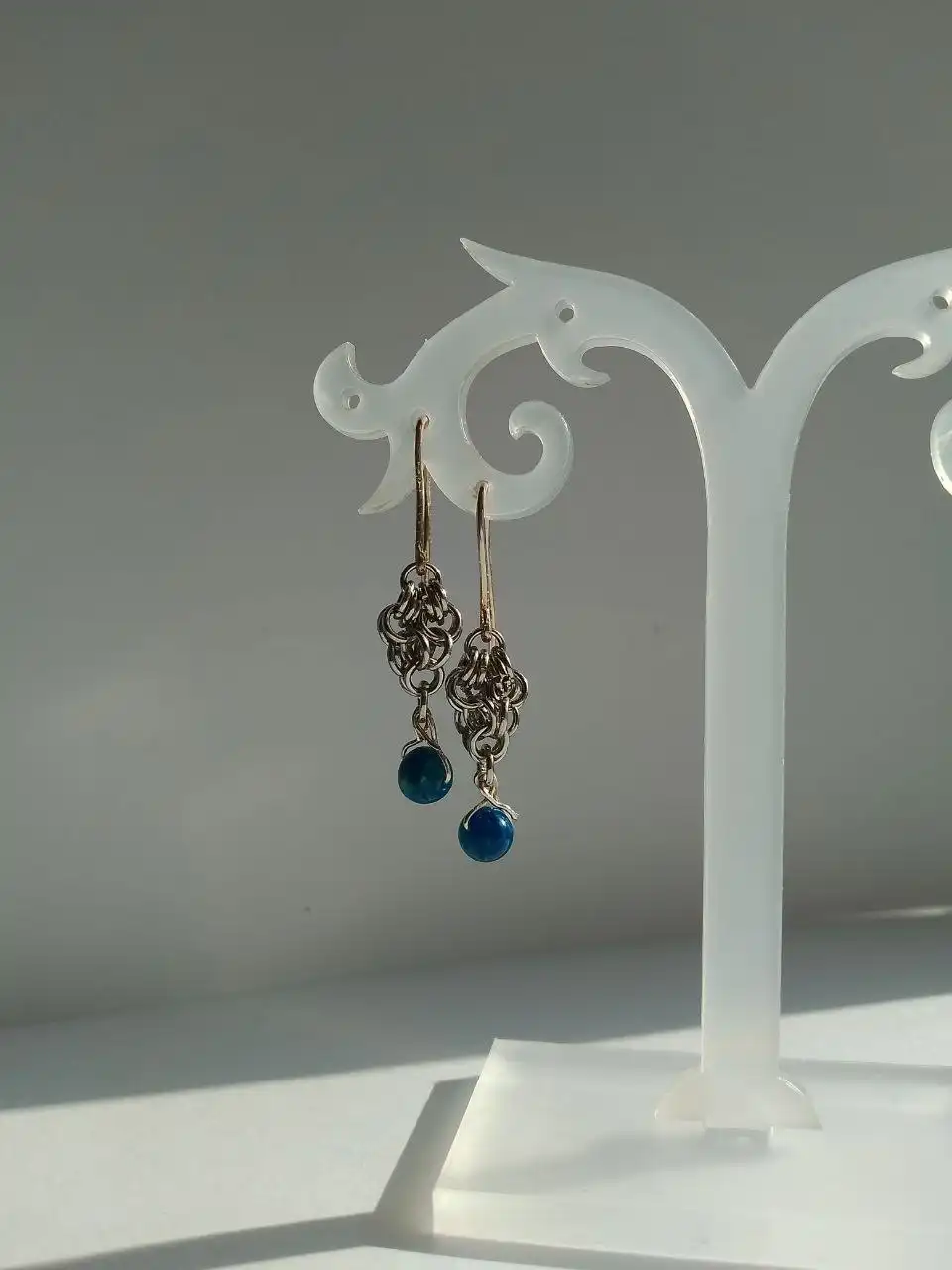 Серьги ручной работы с редким камнем гайюином