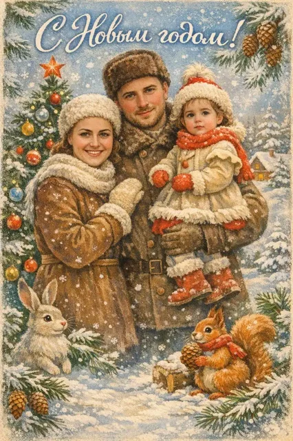 Поздравление с Новым годом открыткой в стиле СССР - частное объявление в Барнаул