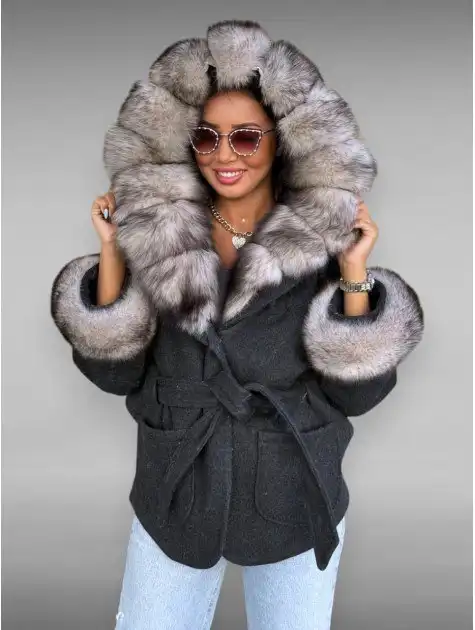 Пальто кашемир весна-осень с съёмным мехом - Верхняя одежда (Одежда) в Барнаул