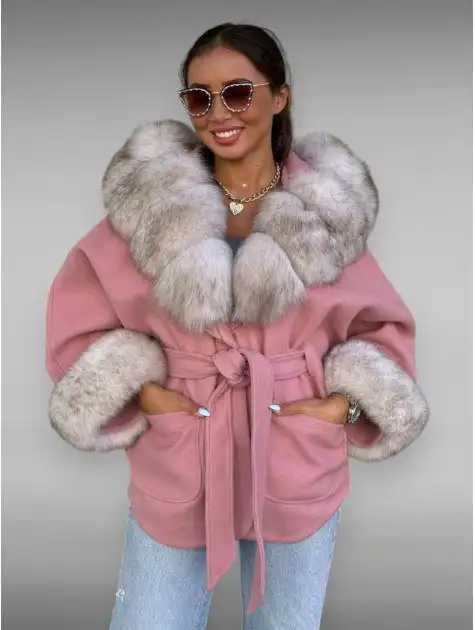 Пальто кашемир весна-осень с съёмным мехом - Верхняя одежда (Одежда) в Барнаул