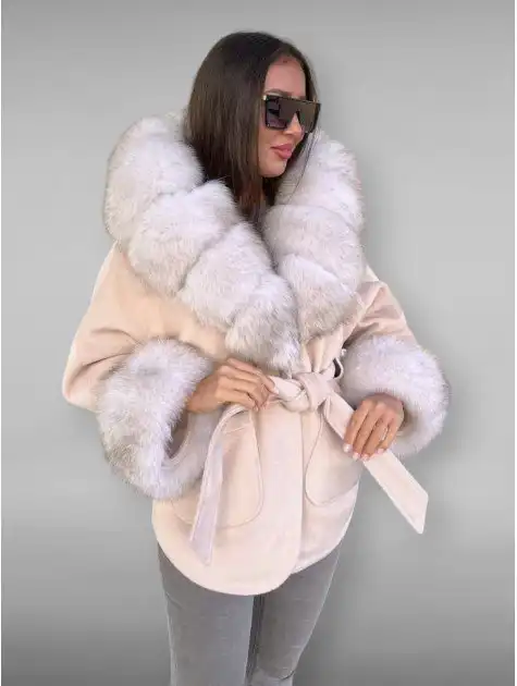 Пальто кашемир весна-осень с съёмным мехом - Верхняя одежда (Одежда) в Барнаул