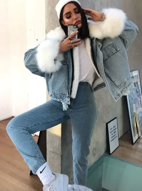 Джинсовая куртка с съемным мехом, размеры 42-58 - Вечерняя одежда в Барнаул