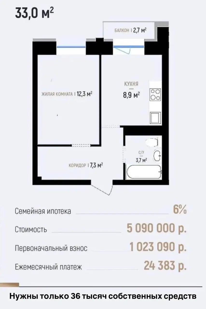 1-комнатная квартира под материнский капитал - Квартиры (Недвижимость) в Барнаул