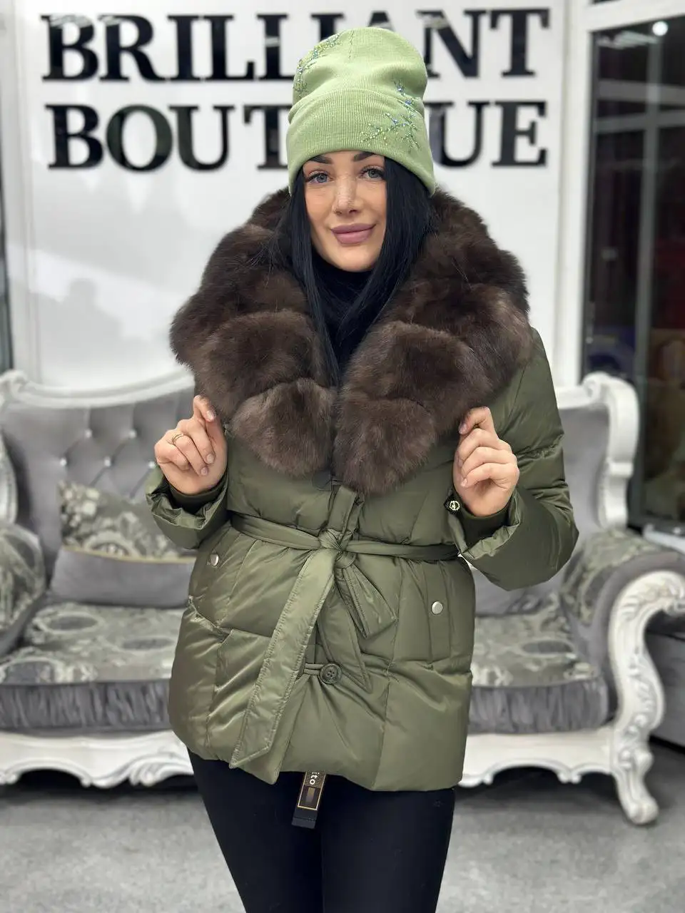 Пуховик со съемным мехом, размеры 42-58 - Верхняя одежда (Одежда) в Барнаул