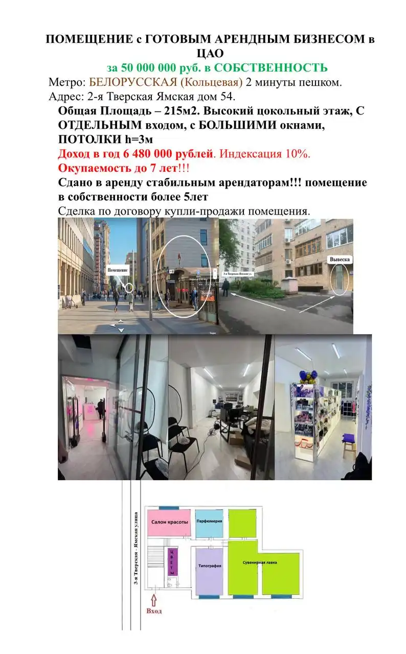 Продажа коммерческой недвижимости на Тверской Ямской