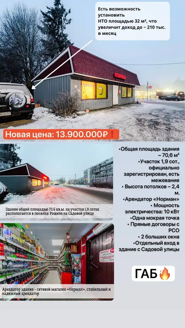 Здание с участком и готовым арендным бизнесом в Рощино - Коммерческая (Недвижимость) в Рощино