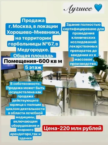 Продажа медицинского здания в Москве, Хорошево-Мневники - Земельные участки в Москва