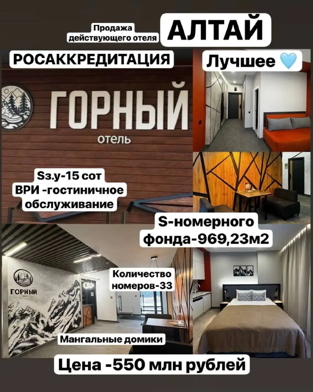 Продажа действующего отеля 'ГОРНЫЙ' в Майминском районе Алтая - Коммерческая недвижимость (Недвижимость) в Озерное