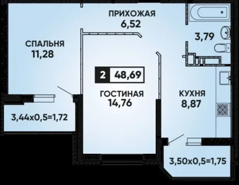 Квартира 49 м² в ЖК Губернский, Краснодар - Аренда в Краснодар