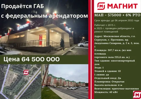 Коммерческая недвижимость в Протвино: ГАБ с Магнит - Недвижимость в Протвино