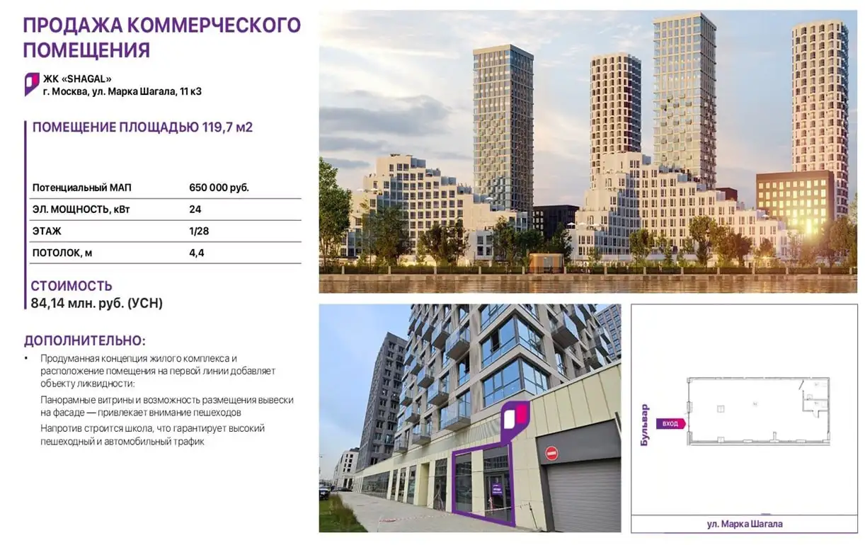 Продажа ПСН в ЖК «SHAGAL» на наб. Марка Шагала - Коммерческая (Недвижимость) в Москва
