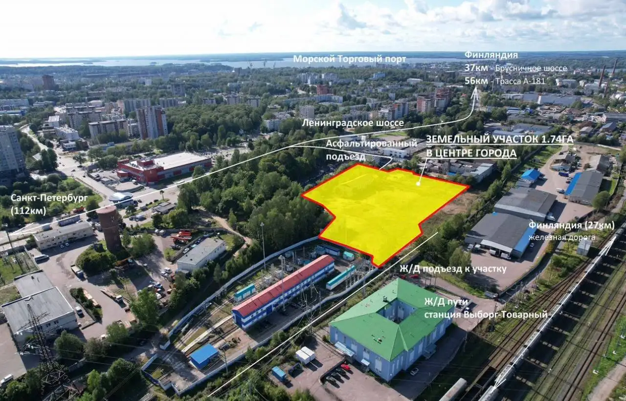 Участок 1,74 Га промназначения в центре Выборга - Коммерческая недвижимость (Недвижимость) в Выборг