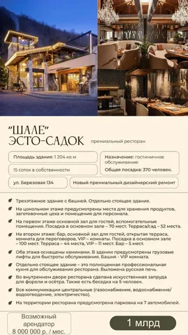 Недвижимость в Красной Поляне, Сочи - Коммерческая в Сочи