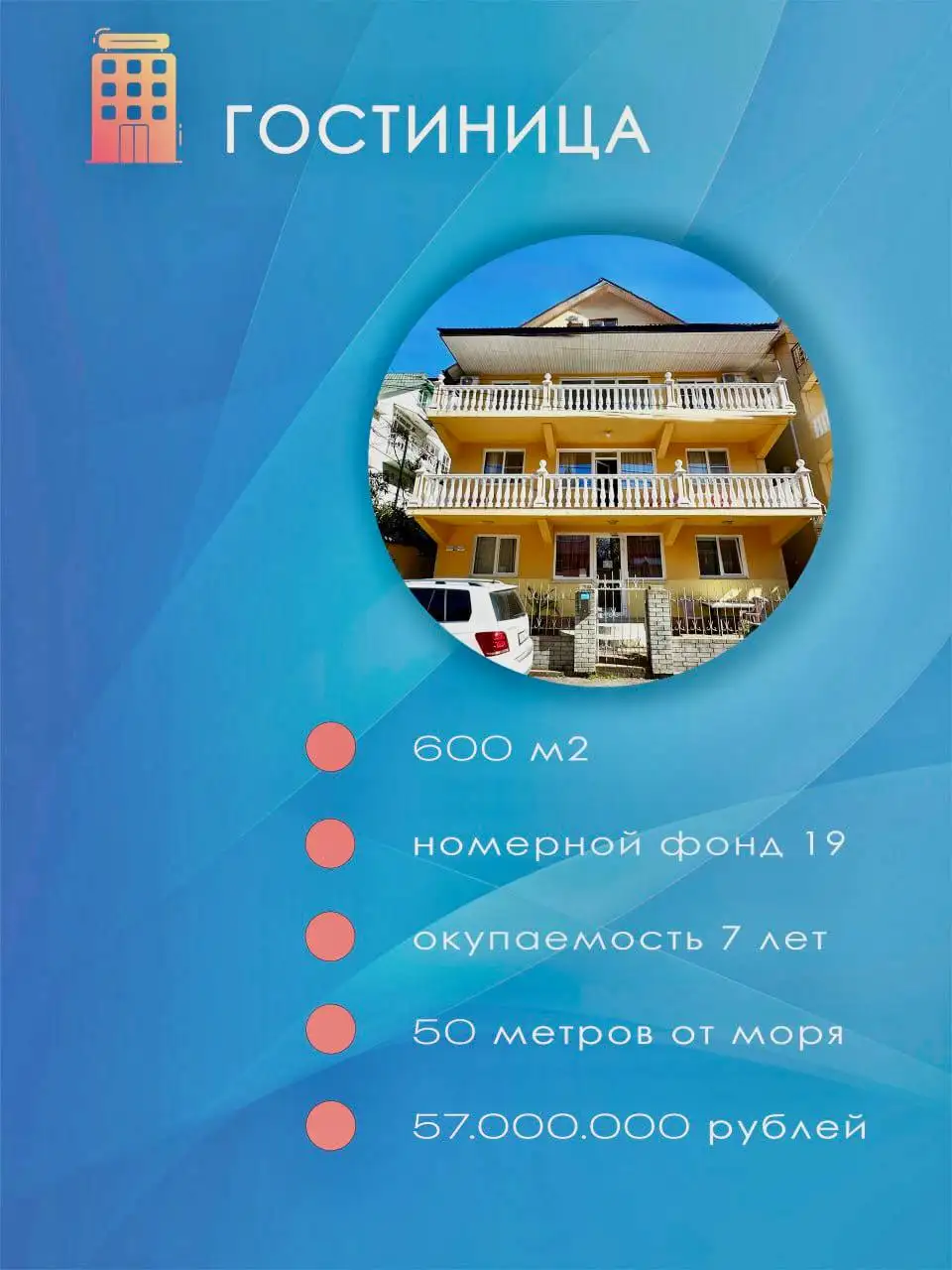 Гостиница в Адлере, 100 м от моря - Гостиница (Недвижимость) в Адлер