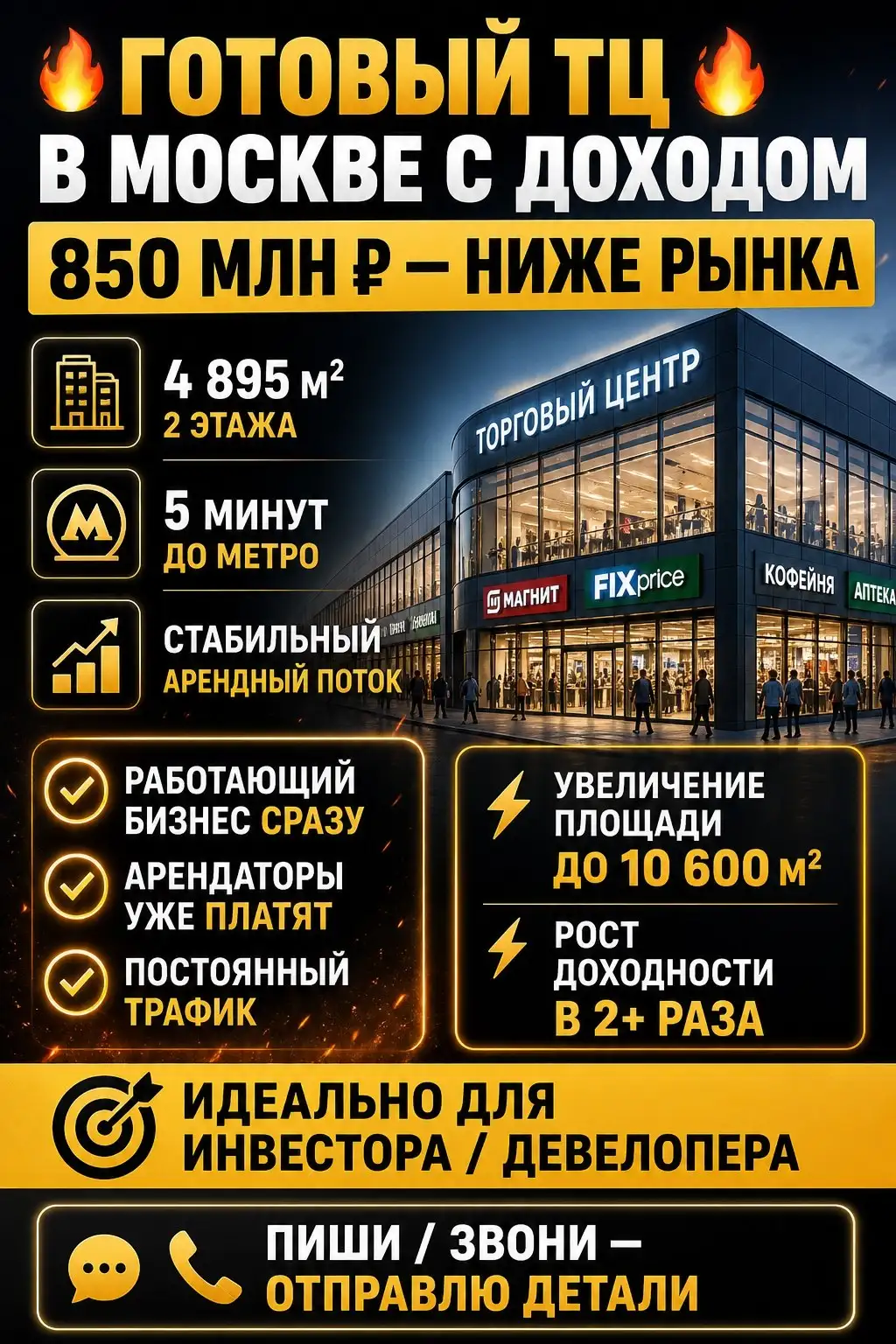 Готовый ТЦ в Москве с доходом - Коммерческая недвижимость (Недвижимость) в Москва