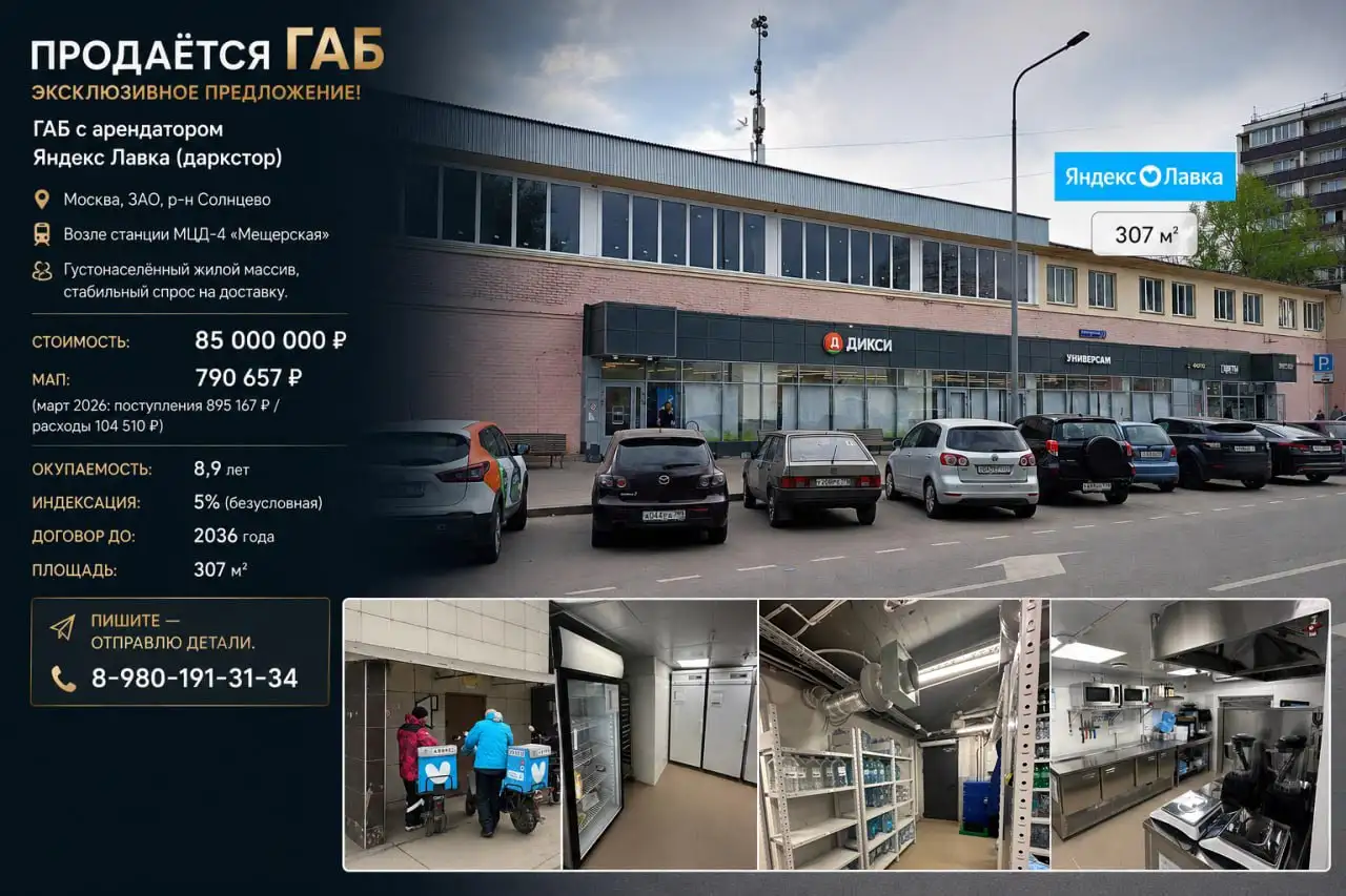 Продажа ГАБ с арендатором Яндекс Лавка - Коммерческая недвижимость (Недвижимость) в Москва