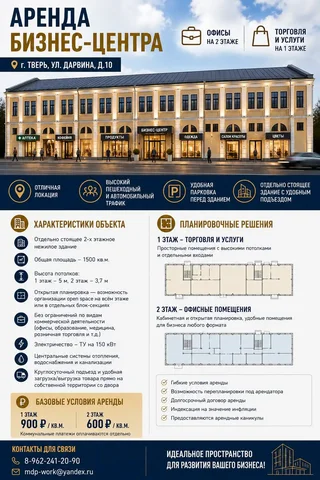 Аренда помещений в бизнес-центре Твери - частное объявление в Тверь