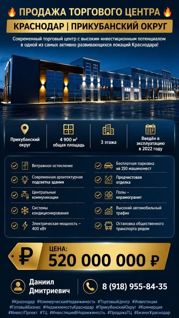 Продажа торгового центра в Краснодаре, Прикубанский округ - Коммерческая недвижимость (Недвижимость) в Краснодар