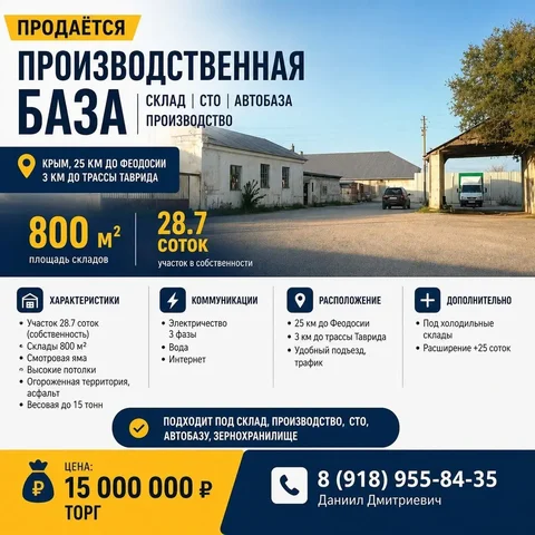 Продажа производственной базы 800 м² на участке 28.7 соток в Крыму - Гостевые дома в Феодосия