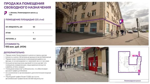 Продажа помещения свободного назначения на Ленинградском шоссе у м. Войковская - Дома в Москва