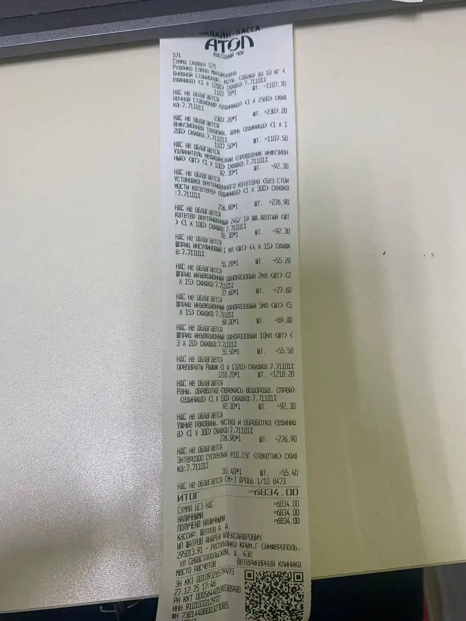 Информация по котику Рыжику на сегодня