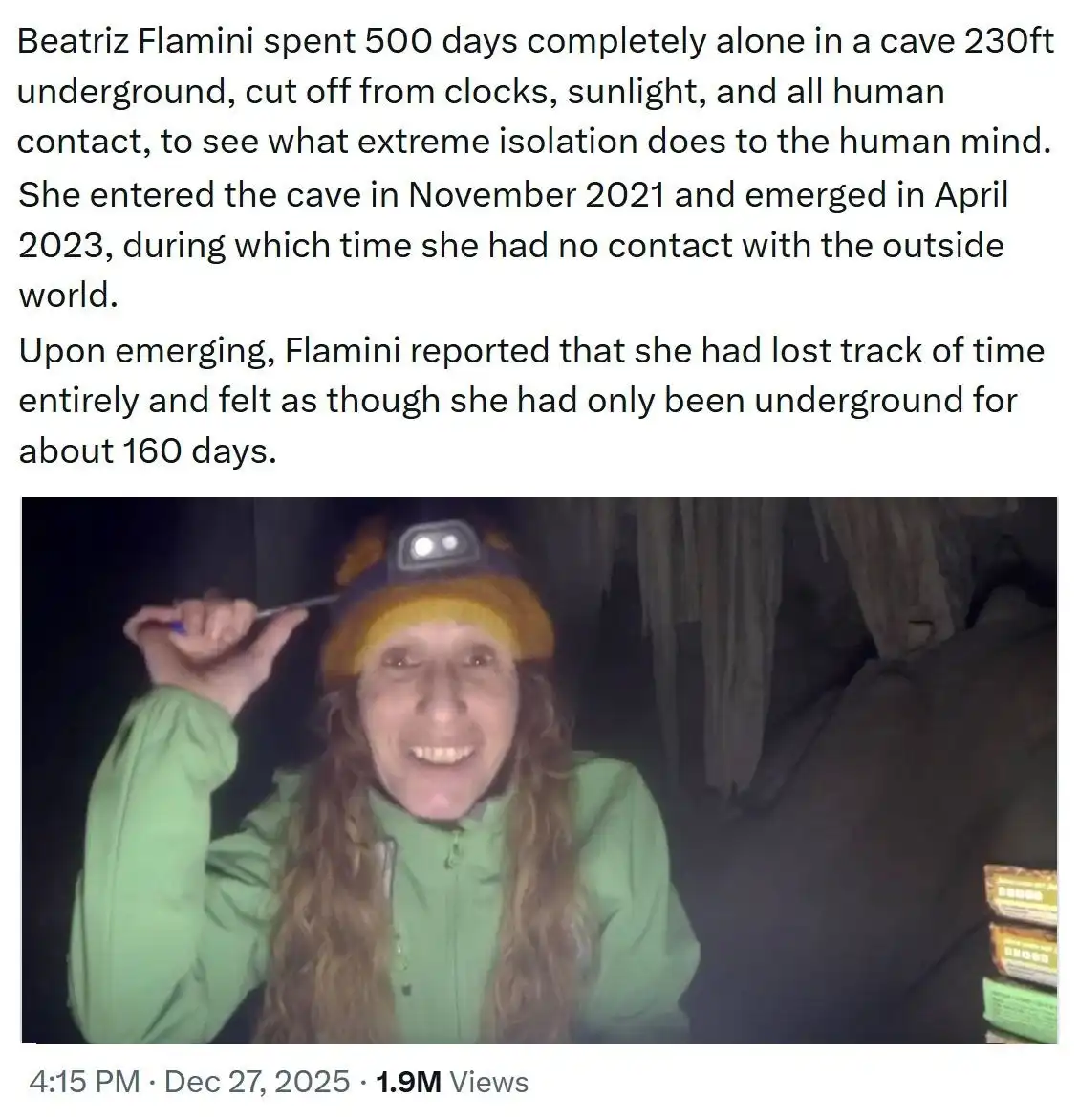 Эксперимент Беатрис Фламини: 500 дней в полной изоляции