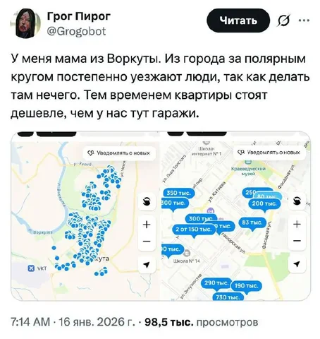 Квартиры за копейки в российских городах - Квартиры в Воркута