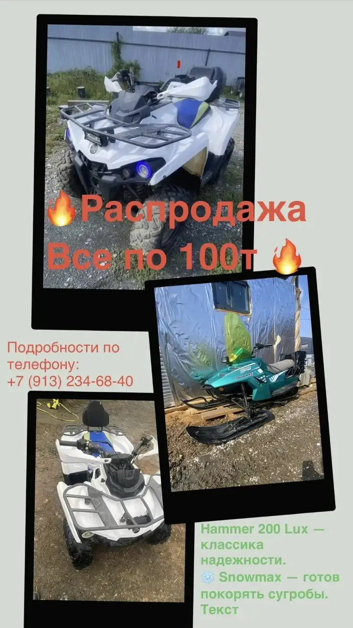 Продажа снегоходов Hammer 200 Lux и Snowmax в Хабаровске - Снегоходы (Хобби и отдых) в Хабаровск