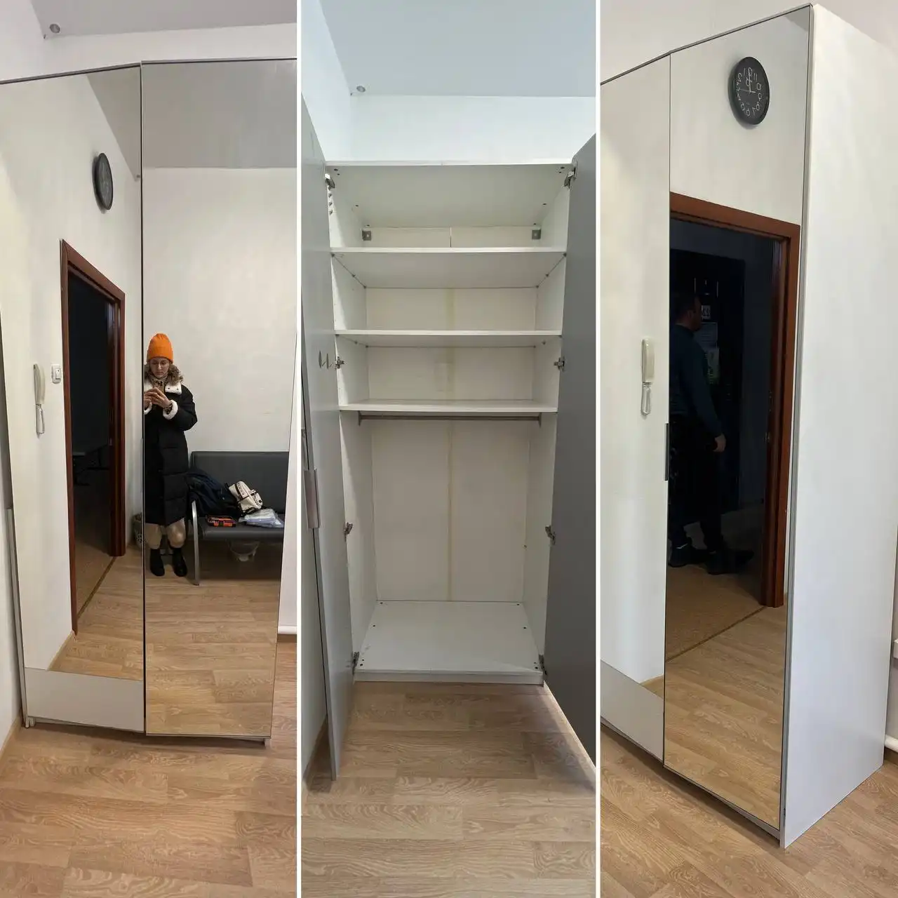 Шкаф белый с зеркальными дверцами