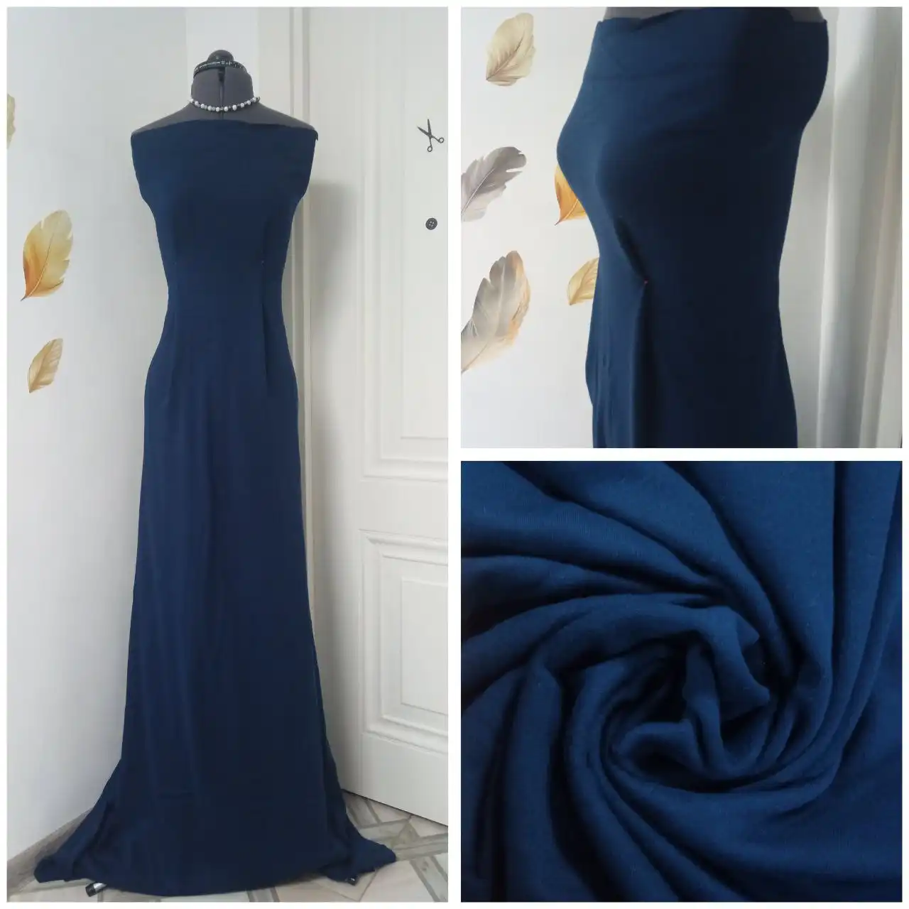 Интерлок тёмно-синий 90 см ширина - Барахолка в Пролетарск