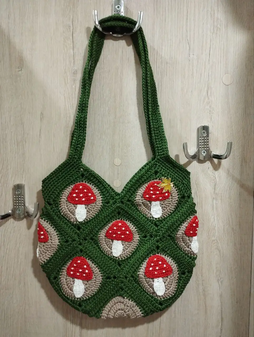 Вязаная сумка шопер с мухоморами - Барахолка в Санкт-Петербург