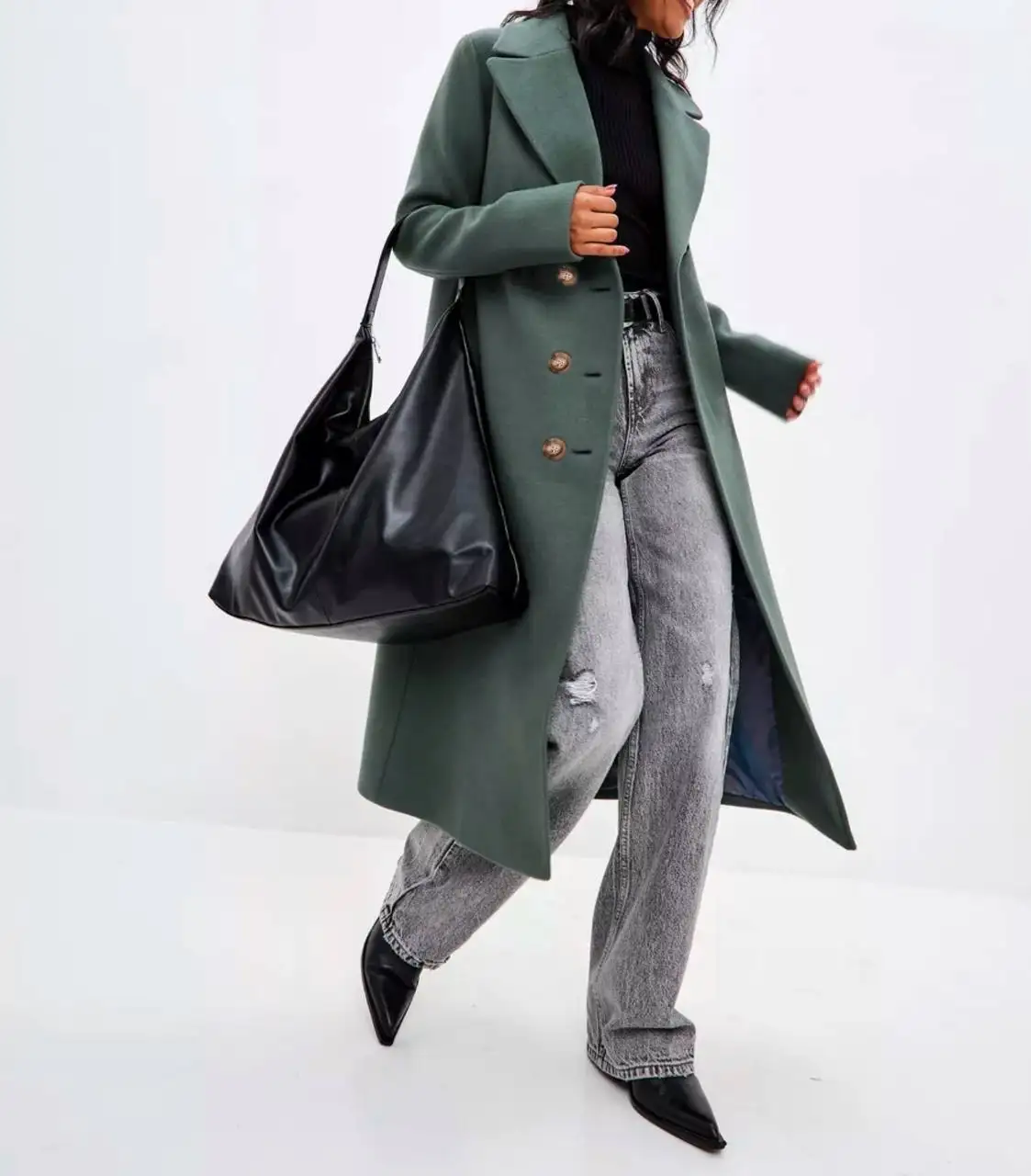 Пальто демисезон оливкового цвета размер S/M - Пальто (Одежда) в Санкт-Петербург