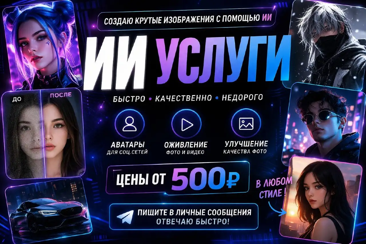 Услуги с помощью ИИ: создание фото и эффектов - Дизайн и графика (Услуги) в Уфа