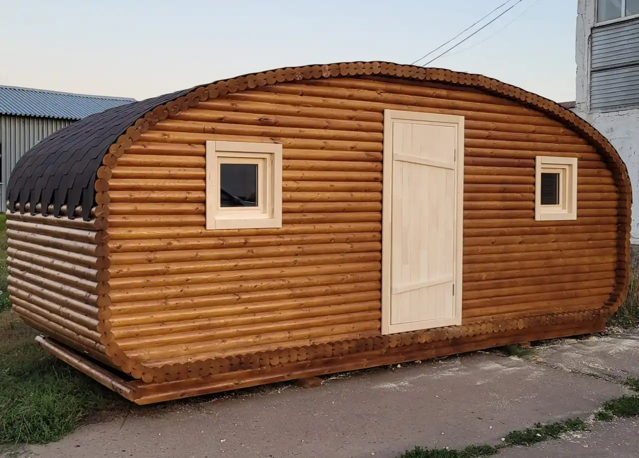 Продажа бани-бочки из оцилиндрованного бревна под ключ