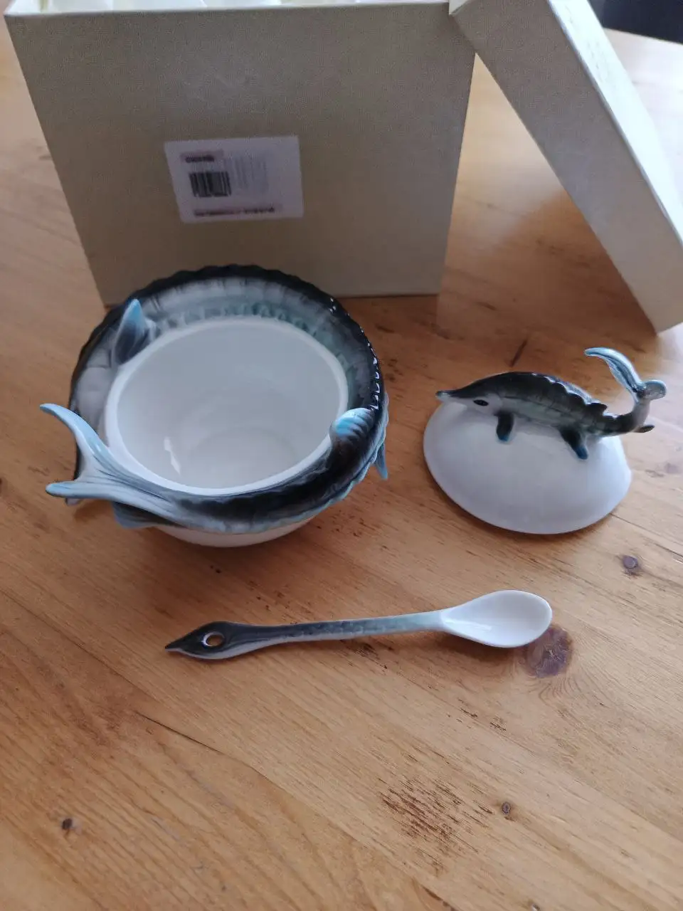 Фарфоровая икорница с ложкой - Посуда (Барахолка) в Оренбург