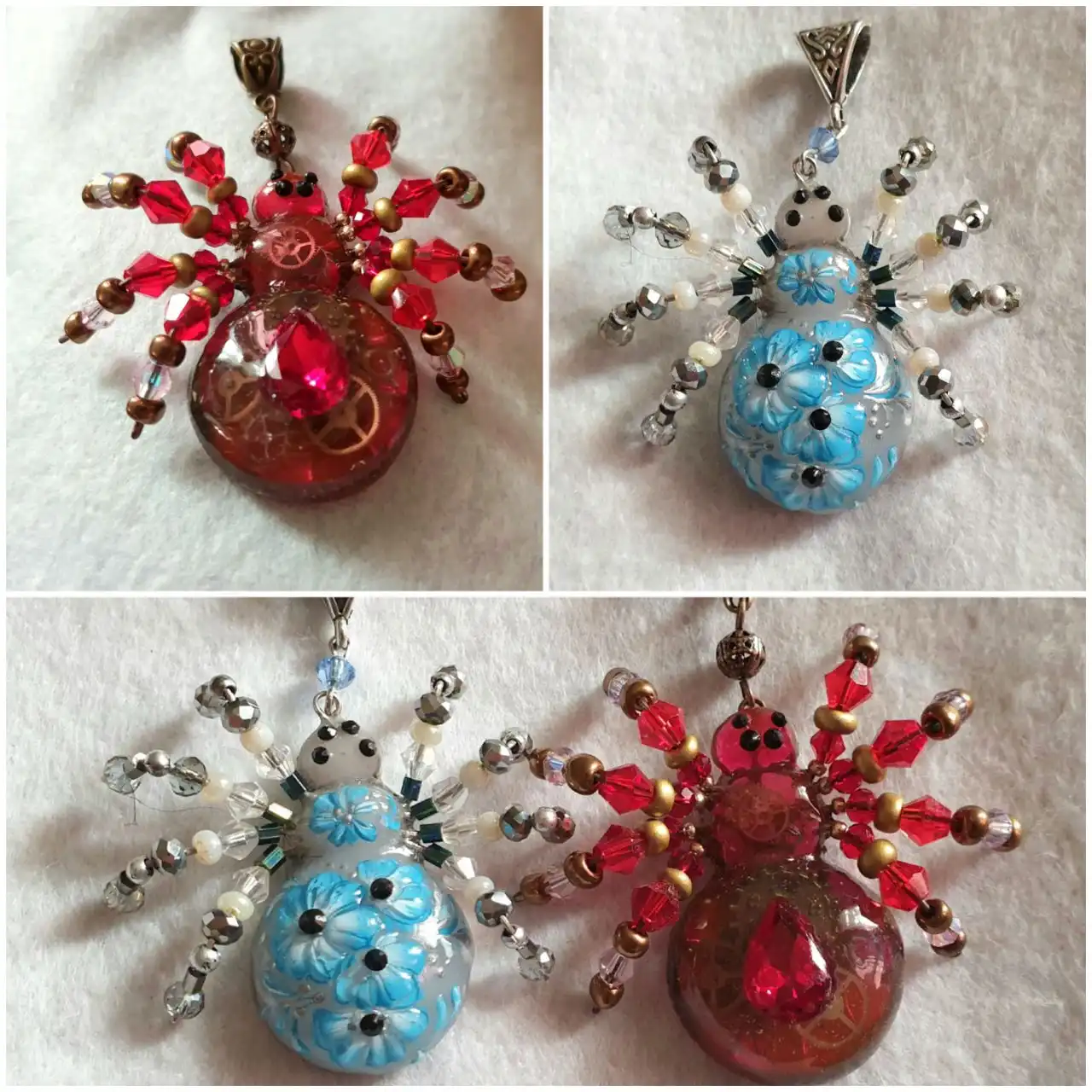 Ручная работа: подвески "паук" в стиле гжель и стимпанк