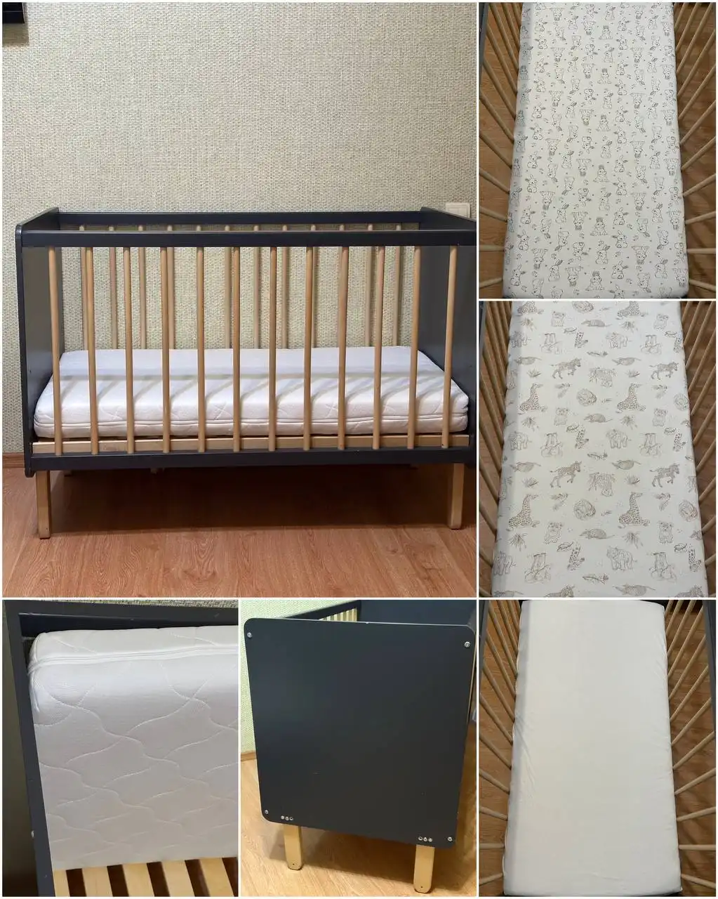 Приставная детская кроватка Dreams Store с матрасом и комплектом