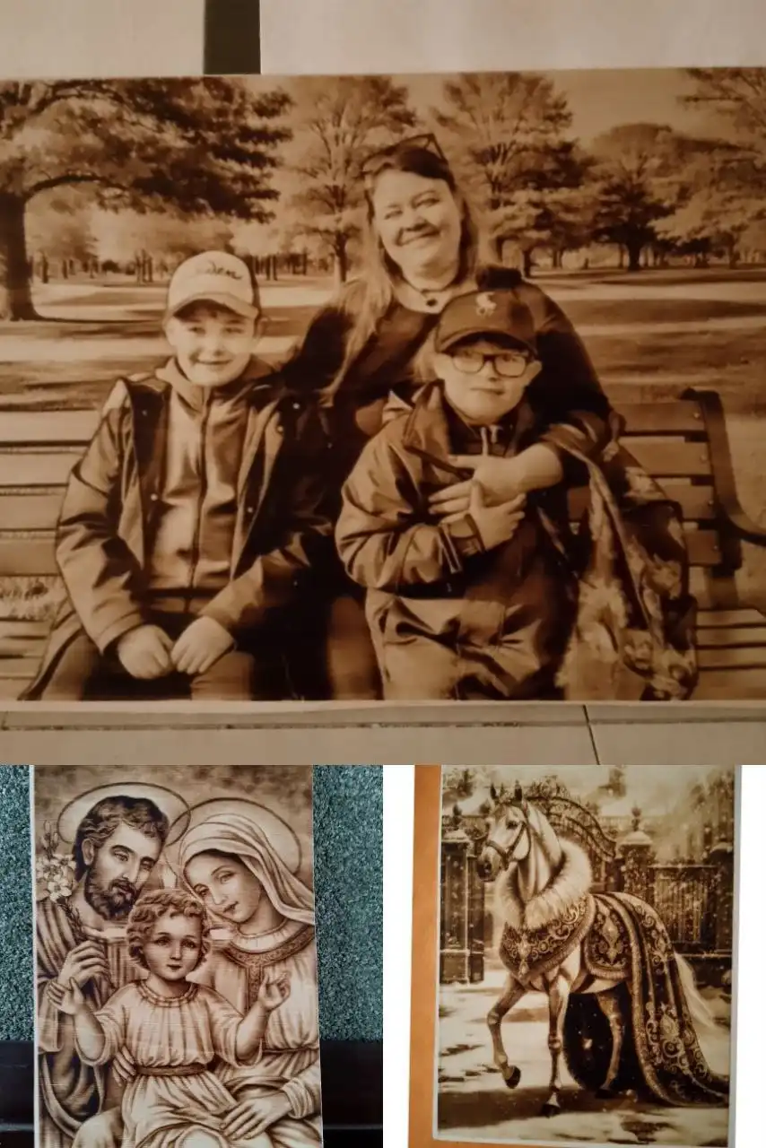 Выжигание портретов, икон, картин на дереве по фото