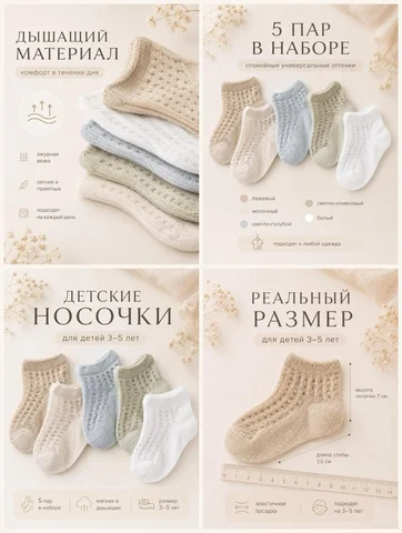 Детские носочки, набор 5 пар — новые - Товары для детей в Краснодар