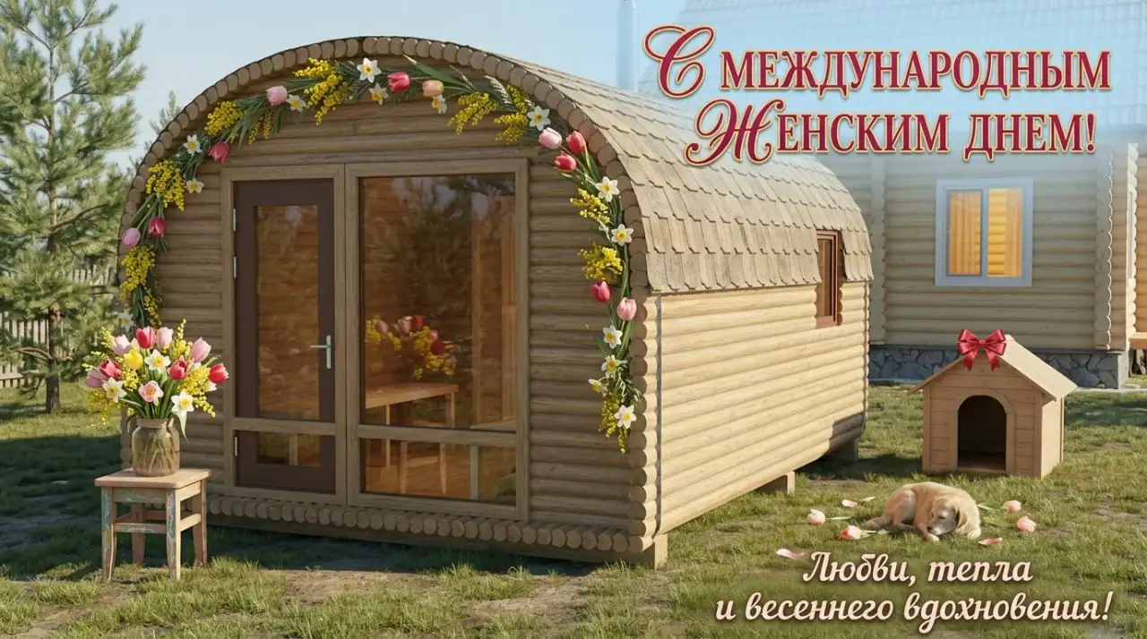 Поздравление с 8 Марта от Бревенчатые бани-бочки - Услуги в Орск