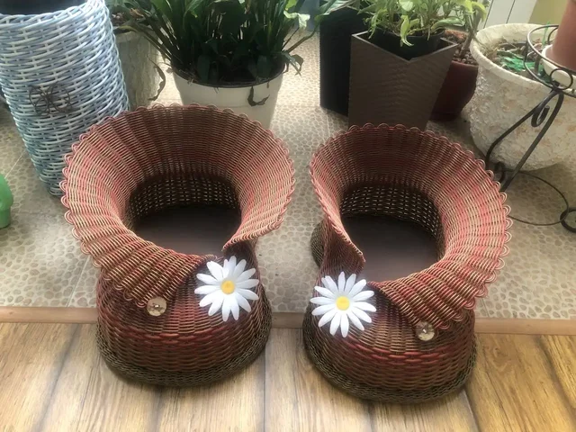 Кашпо башмак из ротанга ручной работы - Садовый декор в Орск