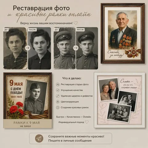 Реставрация фото и красивые рамки онлайн - Ремонт и обслуживание цифровой техники в Неизвестно
