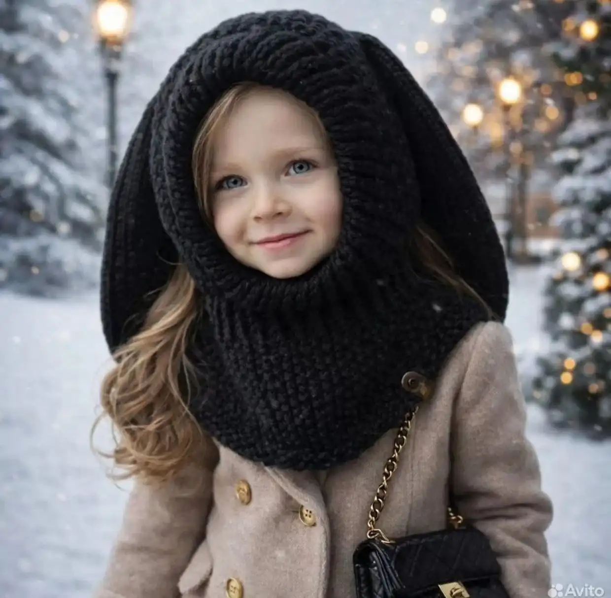 Шапка-шлем "Зайка" с манишкой ручной работы - Головные уборы (Одежда) в ВОРОНЕЖ