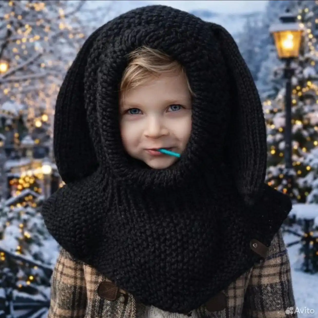 Шапка-шлем "Зайка" с манишкой ручной работы - Головные уборы (Одежда) в ВОРОНЕЖ