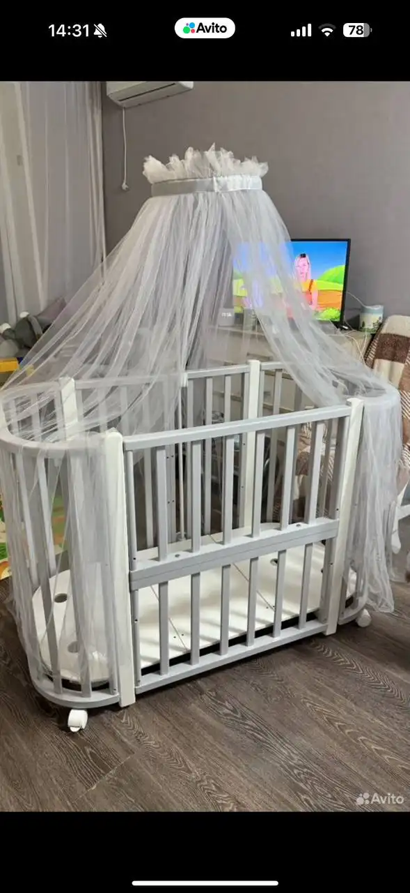 Кроватка трансформер с матрасами и балдахином - Детская мебель (Товары для детей) в ВОРОНЕЖ