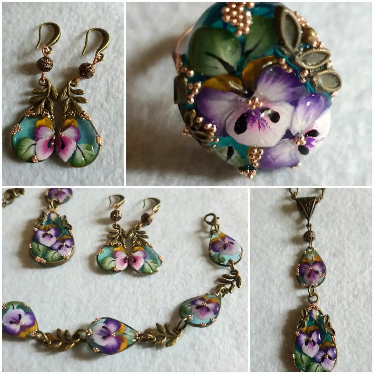 Комплект украшений ручной работы "Анютины глазки" - Хобби и отдых в Красноярск