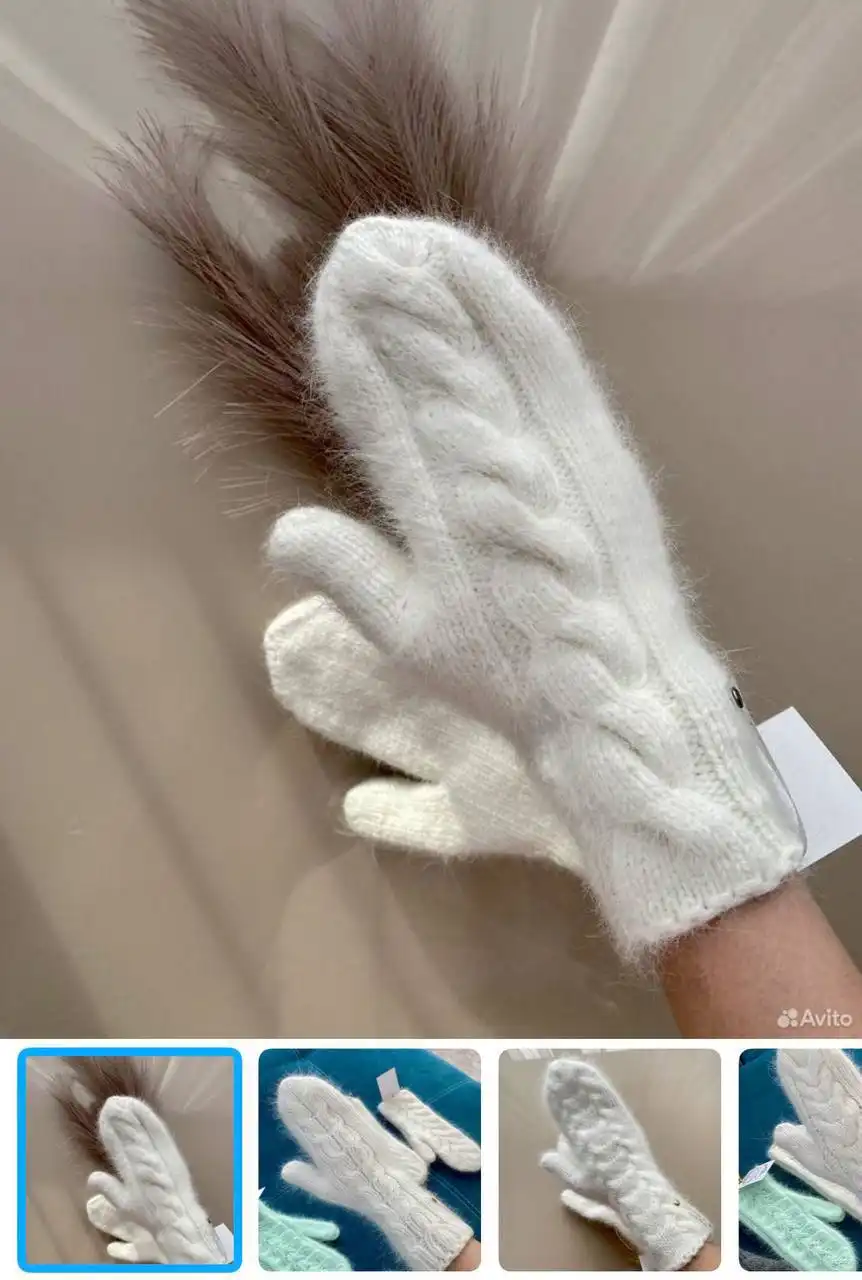 Варежки ручной работы из норки
