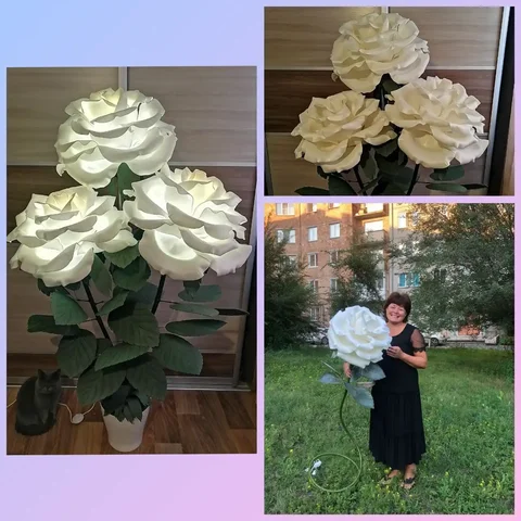 Ночник Роза высотой с человеческий рост со съемными светящимися цветами - Растения в Абакан