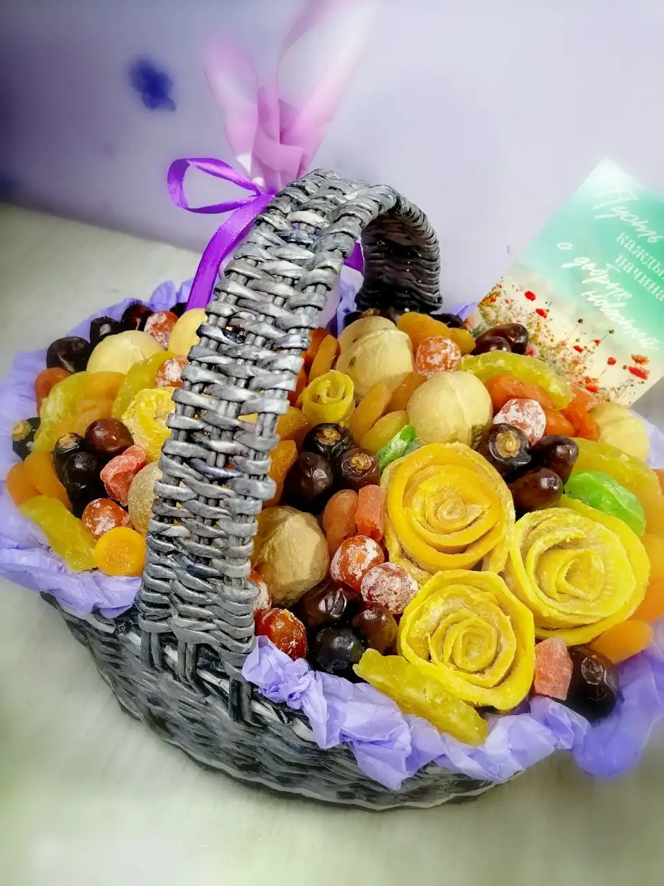 Корзиночка с сухофруктами, орехами, цукатами и чаем - Барахолка в Новоаннинский